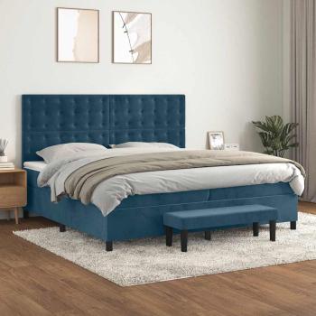 ARDEBO.de - Boxspringbett mit Matratze Dunkelblau 200x200 cm Samt