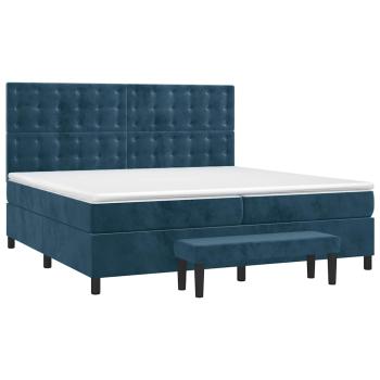 Boxspringbett mit Matratze Dunkelblau 200x200 cm Samt