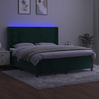Boxspringbett mit Matratze & LED Dunkelgrün 180x200 cm Samt