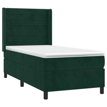 Boxspringbett mit Matratze & LED Dunkelgrün 90x200 cm Samt
