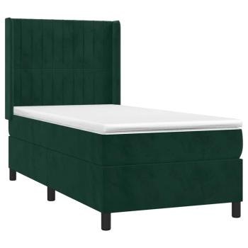 Boxspringbett mit Matratze & LED Dunkelgrün 90x190 cm Samt