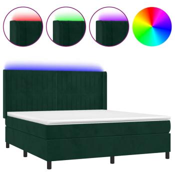 Boxspringbett mit Matratze & LED Dunkelgrün 160x200 cm Samt