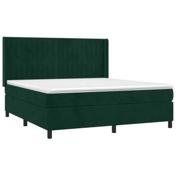Boxspringbett mit Matratze & LED Dunkelgrün 180x200 cm Samt