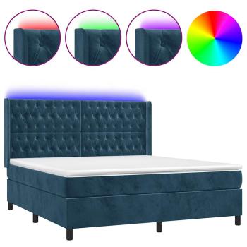 Boxspringbett mit Matratze & LED Dunkelblau 160x200 cm Samt
