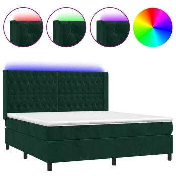 Boxspringbett mit Matratze & LED Dunkelgrün 180x200 cm Samt