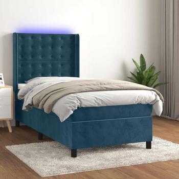ARDEBO.de - Boxspringbett mit Matratze & LED Dunkelblau 90x200 cm Samt