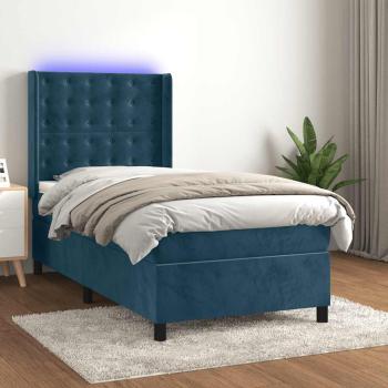 ARDEBO.de - Boxspringbett mit Matratze & LED Dunkelblau 100x200 cm Samt