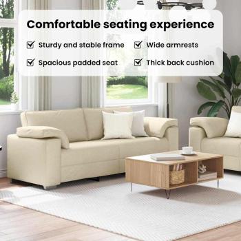 Sofa 2 pcs Creme 219 x 80 x 82 cm Stoff