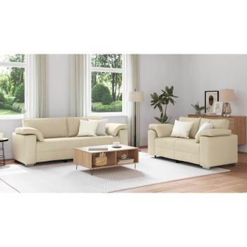 Sofa 2 pcs Creme 219 x 80 x 82 cm Stoff