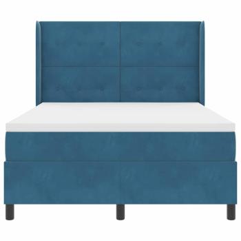 Boxspringbett mit Matratze mit Kopfteil Blau 140 x 190 cm Samt
