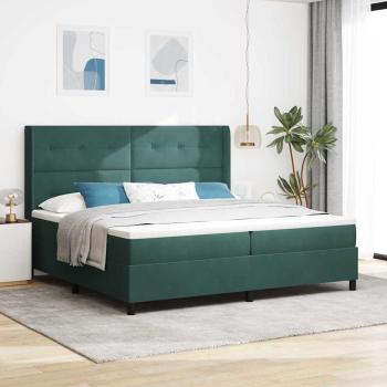 ARDEBO.de - Boxspringbett mit Kopfteil Dunkelgrün 200 x 200 cm Samt