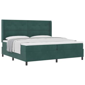 Boxspringbett mit Kopfteil Dunkelgrün 200 x 200 cm Samt