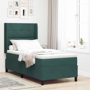 ARDEBO.de - Boxspringbett mit LED-Lichtleisten Dunkelgrün 90 x 190 cm Samt