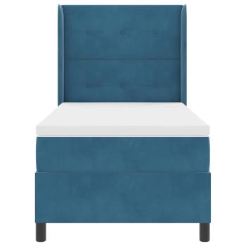 Boxspringbett mit Matratze mit LED Blau 90 x 190 cm Samt