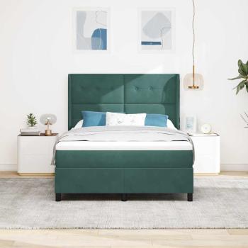 Boxspringbett mit LED-Lichtleisten Dunkelgrün 140 x 200 cm Samt