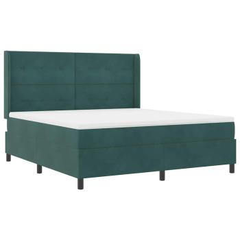 Boxspringbett mit Matratze mit LED Dunkelgrün 180 x 200 cm Samt