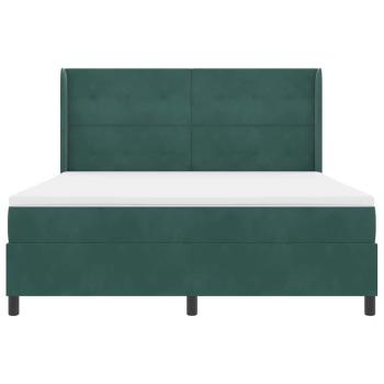 Boxspringbett mit Matratze mit LED Dunkelgrün 180 x 200 cm Samt