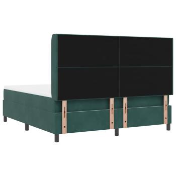 Boxspringbett mit Matratze mit LED Dunkelgrün 180 x 200 cm Samt