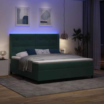 Boxspringbett mit Matratze mit LED Dunkelgrün 180 x 200 cm Samt