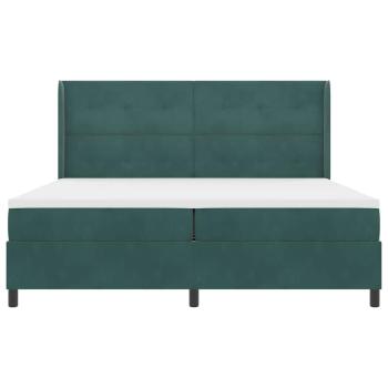 Boxspringbett mit Matratze mit LED Dunkelgrün 200 x 200 cm Samt