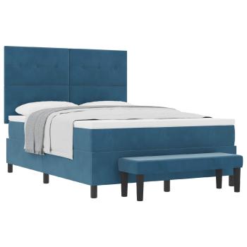 Boxspringbett mit Kopfteil Dunkelblau 190 x 140 cm Samt