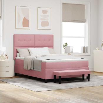 ARDEBO.de - Boxspringbett mit Kissen mit Kopfteil Rosa 190 x 140 cm Samt