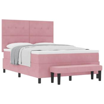 Boxspringbett mit Kissen mit Kopfteil Rosa 190 x 140 cm Samt