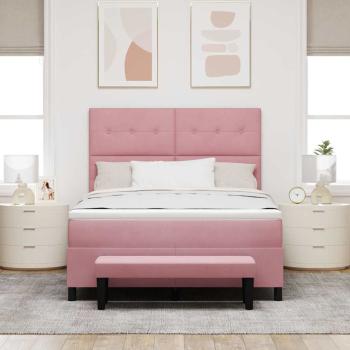 Boxspringbett mit Kissen mit Kopfteil Rosa 190 x 140 cm Samt