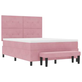 Boxspringbett mit Kissen mit Kopfteil Rosa 200 x 140 cm Samt