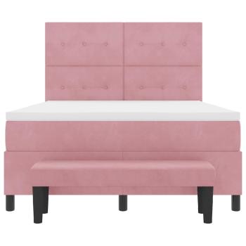 Boxspringbett mit Kissen mit Kopfteil Rosa 200 x 140 cm Samt