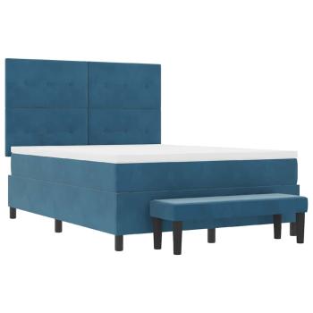 Boxspringbett mit Kopfteil Dunkelblau 200 x 160 cm Samt