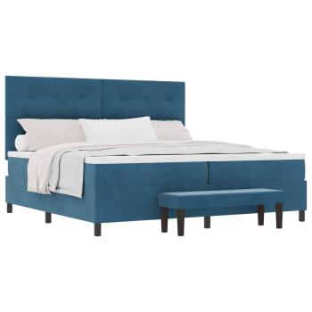 Boxspringbett mit Kopfteil Dunkelblau 200 x 200 cm Samt