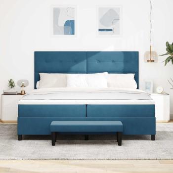 Boxspringbett mit Kopfteil Dunkelblau 200 x 200 cm Samt