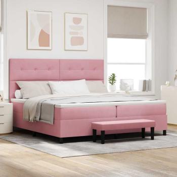 ARDEBO.de - Boxspringbett mit Matratze mit Kopfteil Rosa 200 x 200 cm Samt