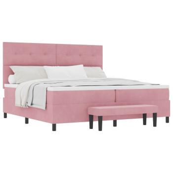 Boxspringbett mit Matratze mit Kopfteil Rosa 200 x 200 cm Samt