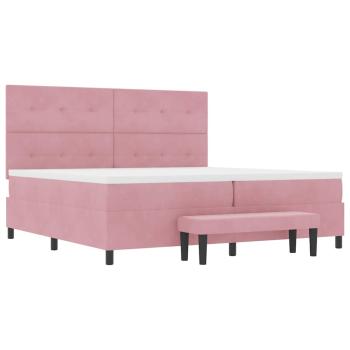 Boxspringbett mit Matratze mit Kopfteil Rosa 200 x 200 cm Samt