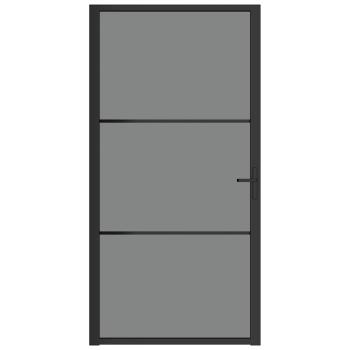 Innentür 102,5x201,5 cm Schwarz ESG-Glas und Aluminium