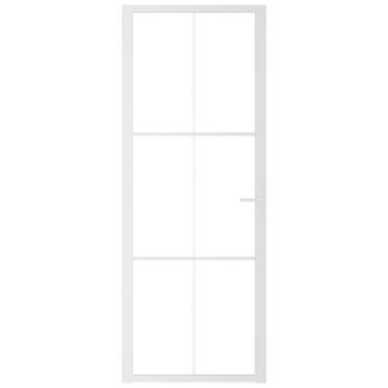 Innentür 76x201,5 cm Weiß ESG-Glas und Aluminium