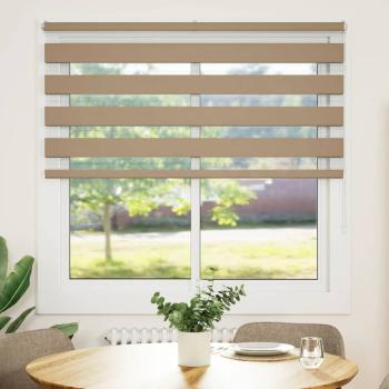 ARDEBO.de - Doppelrollo Sandbraun 150x150 cm Stoffbreite 145,9 cm Polyester