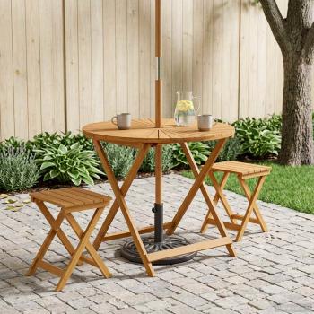 ARDEBO.de - Klappbarer Gartentisch Natur Ø90 x 75 cm Massivholz Akazie