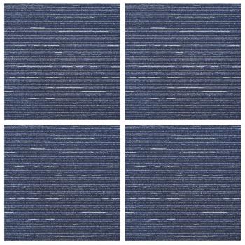Teppichfliese Gestreift Blau 50 x 50 cm 4 stk. PP und Bitumen