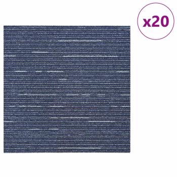Teppichfliese Gestreift Blau 50 x 50 cm 20 stk. PP und Bitumen