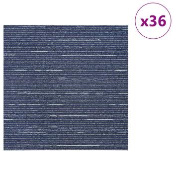 Teppichfliese Gestreift Blau 50 x 50 cm 36 stk. PP und Bitumen