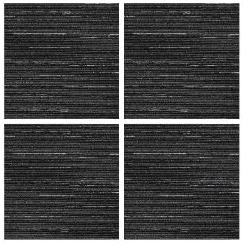 Teppichfliese Gestreift Schwarz 50 x 50 cm 4 stk.