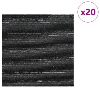 Teppichfliese Gestreift Schwarz 50 x 50 cm 20 stk.