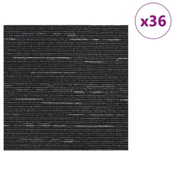 Teppichfliese Gestreift Schwarz 50 x 50 cm 36 stk.