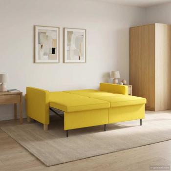 ARDEBO.de - Schlafsofa Ausziehbar Helles Gelb 154 x 94,5 x 80,5 cm Stoff