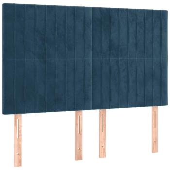 Boxspringbett mit Matratze Dunkelblau 140x190 cm Samt