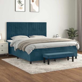 ARDEBO.de - Boxspringbett mit Matratze Dunkelblau 160x200 cm Samt