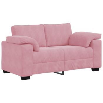 3-tlg. Sofagarnitur mit Kissen Rosa Samt